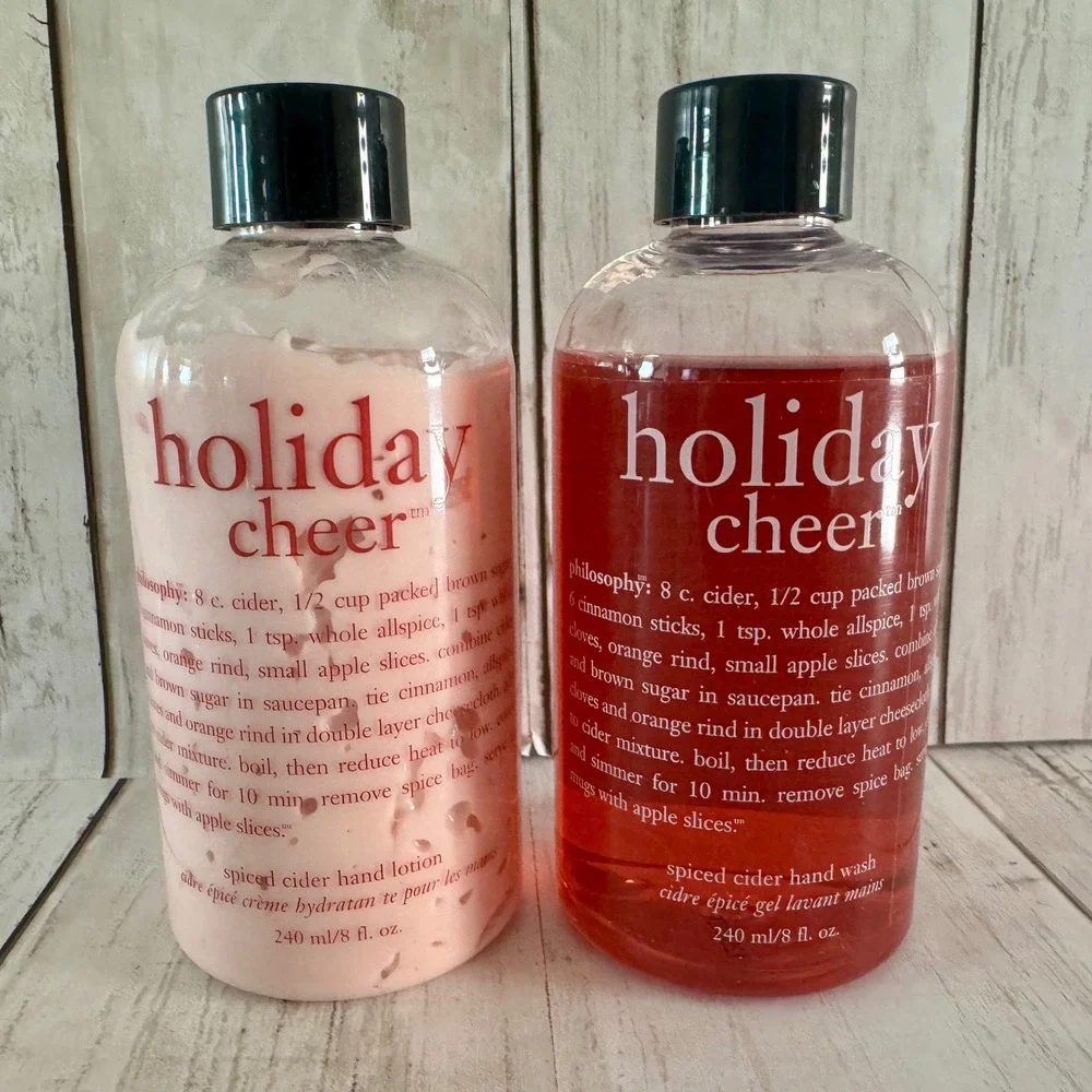 Philosophy Holiday Cheer Spiced Cider Hand Wash and Lotion Set 1 Pump Caddy NEW